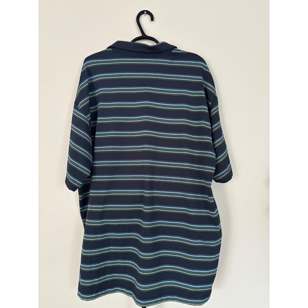 Nike Golf Dri-FIT UV Striped Polo Shirt Mens XXL Navy Blue Teal Green 0178 - Picture 2 of 5